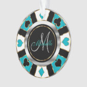Casino Poker Monogram Chip - Blauwgroen Ornament (voorkant)
