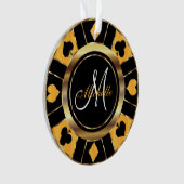 Casino Poker Monogram Chip - Geel Ornament (voorkant)