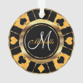 Casino Poker Monogram Chip - Geel Ornament (achterkant)