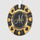 Casino Poker Monogram Chip - Geel Ornament (voorkant)