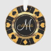 Casino Poker Monogram Chip - Geel Ornament (voorkant)