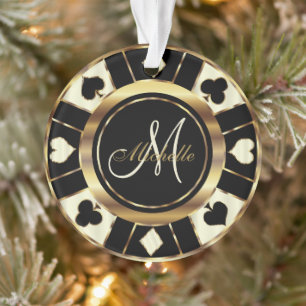 Casino Poker Monogram Chip - Ivoorkust Ornament