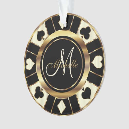 Casino Poker Monogram Chip - Ivory Ornament (voorkant)