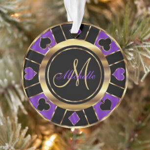 Casino Poker Monogram Chip - Paars Ornament