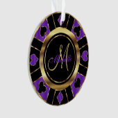 Casino Poker Monogram Chip - Paars Ornament (voorkant)