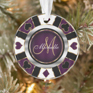 Casino Poker Monogram Chip - Paarse Ornament