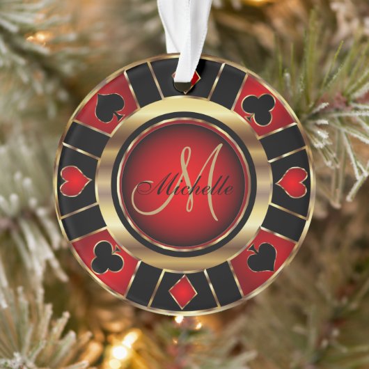 Casino Poker Monogram Chip - Rood Ornament (Boom)