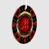 Casino Poker Monogram Chip - Rood Ornament (voorkant)