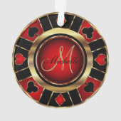 Casino Poker Monogram Chip - Rood Ornament (achterkant)