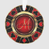 Casino Poker Monogram Chip - Rood Ornament (voorkant)