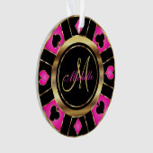 Casino Poker Monogram Chip - Roze Ornament (voorkant)