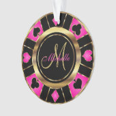 Casino Poker Monogram Chip - Roze Ornament (voorkant)