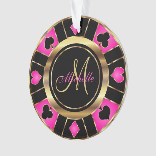 Casino Poker Monogram Chip - Roze Ornament (voorkant)