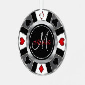 Casino Poker Monogram Chip - Silver Metalen Ornament (Voorkant links)