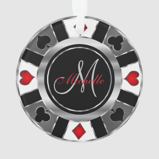 Casino Poker Monogram Chip - Silver Ornament (achterkant)