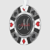 Casino Poker Monogram Chip - Silver Ornament (voorkant)