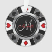 Casino Poker Monogram Chip - Silver Ornament (voorkant)