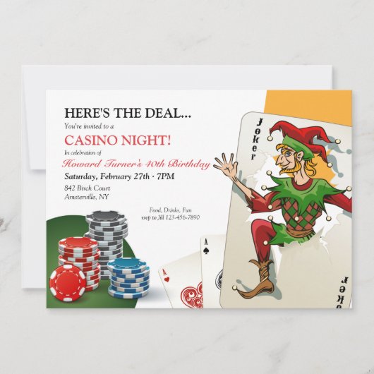 Casino Poker Night Kaart (Voorkant)