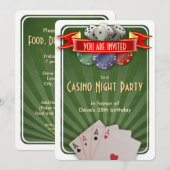 Casino Poker Night Modern Verjaardagsfeest Kaart (Voorkant / Achterkant)