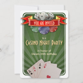 Casino Poker Night Modern Verjaardagsfeest Kaart