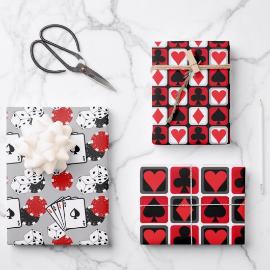 Casino Poker Party Cadeauverpakking Papier Set Inpakpapier Vel (Voorkant)