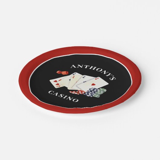 Casino Poker Party gepersonaliseerd Papieren Bordje (Gekanteld)
