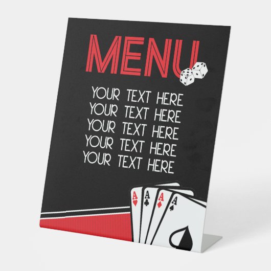 Casino Poker Party Menu Pedestal Sign Reclamebord Met Voetstuk (Voorkant)