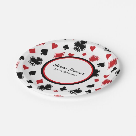 Casino Poker Theme Kaart Shark Birthday Papieren Bordje (Gekanteld)