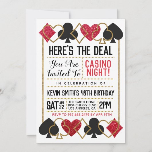 Casino Poker uitnodiging (Voorkant)