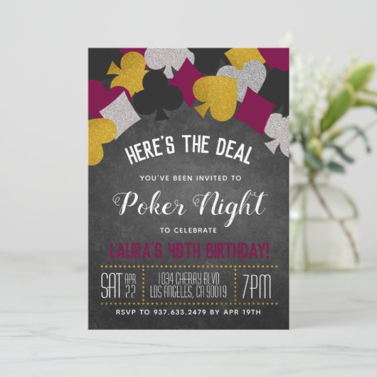 Casino Poker uitnodiging (Staand voorkant)