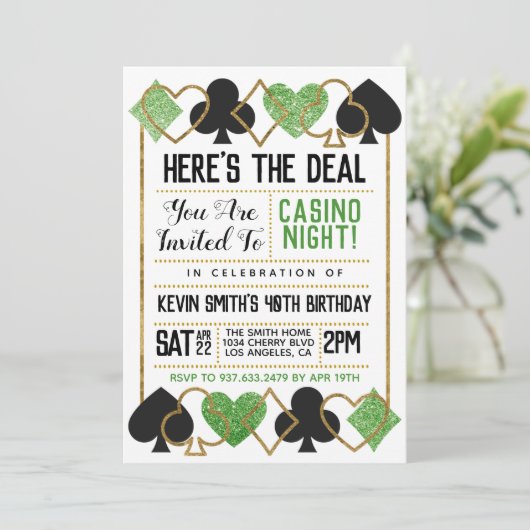Casino Poker uitnodiging (Staand voorkant)