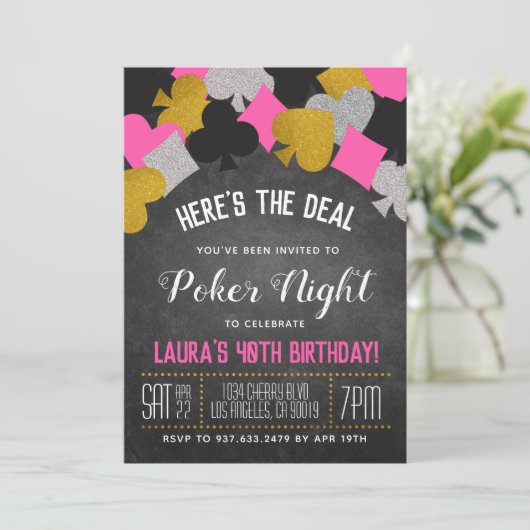 Casino Poker uitnodiging (Staand voorkant)