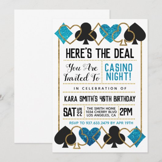 Casino Poker uitnodiging (Voorkant / Achterkant)