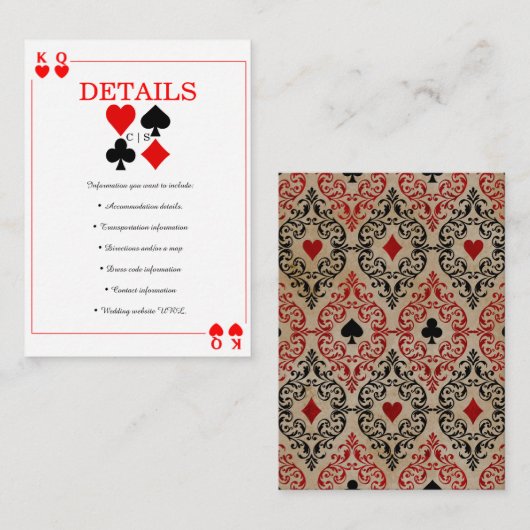 Casino Poker | Vegas | Speelkaarten Enclosure  Informatiekaartje (Voorkant / Achterkant)