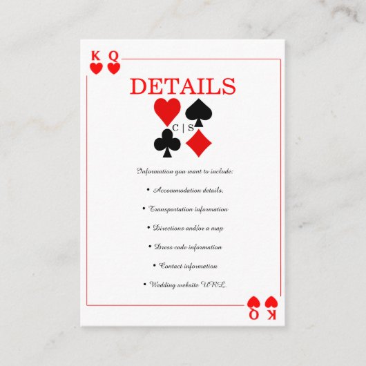 Casino Poker | Vegas | Speelkaarten Enclosure Informatiekaartje (Voorkant)