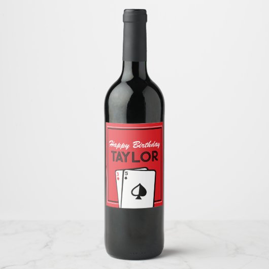 Casino Poker Verjaardag Wijnfles Etiketten (Voorkant)