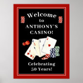 Casino Poker Verjaardagsfeestje Gepersonaliseerd W Poster (Voorkant)