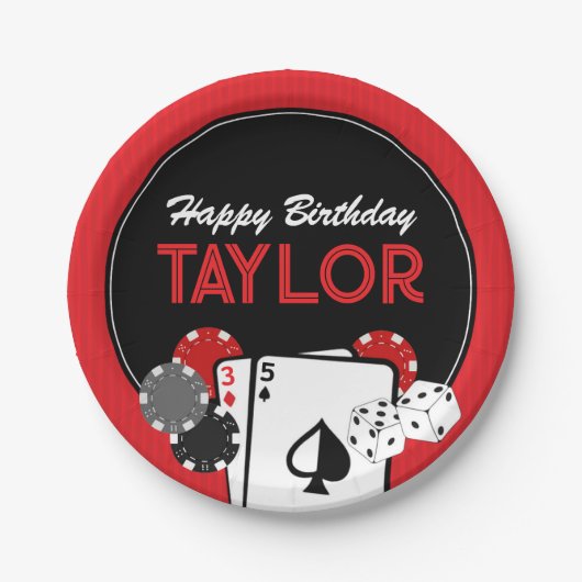Casino Poker Verjaardagsfeestje Papier Borden Papieren Bordje (Voorkant)