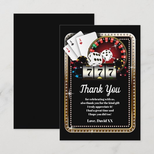 casino , poker , volwassene , dank je wel kaart (Voorkant / Achterkant)