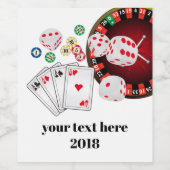 casino, poker, volwassene, wijn, wijnetiket, stick wijn etiket (Enkel label)