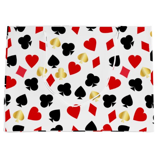 Casino Red, Black en Gold Kaart Suit Gambling Groot Cadeauzakje (Voorkant)