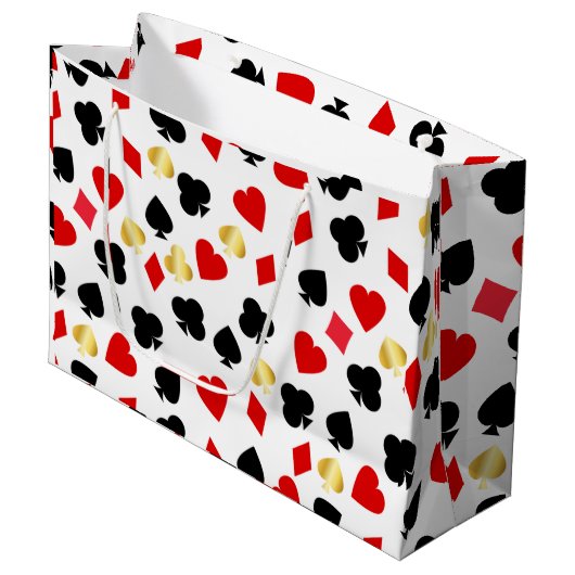 Casino Red, Black en Gold Kaart Suit Gambling Groot Cadeauzakje (Voorkant Gekanteld)