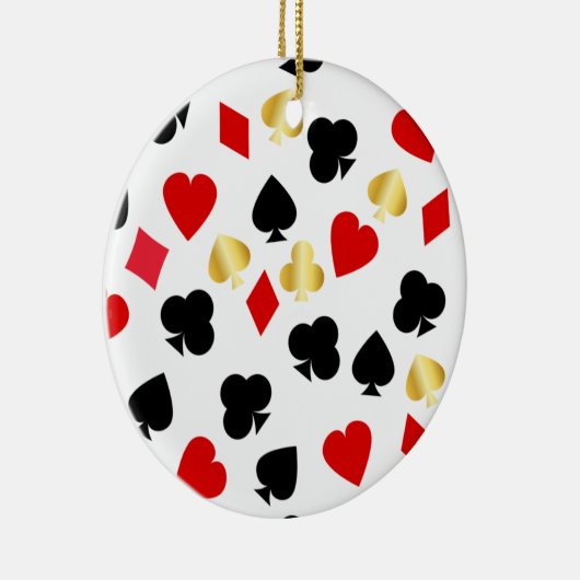 Casino Red, Black en Gold Kaart Suit Gambling Keramisch Ornament (Rechts)