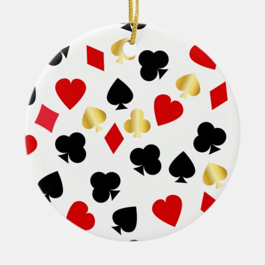 Casino Red, Black en Gold Kaart Suit Gambling Keramisch Ornament (Voorkant)