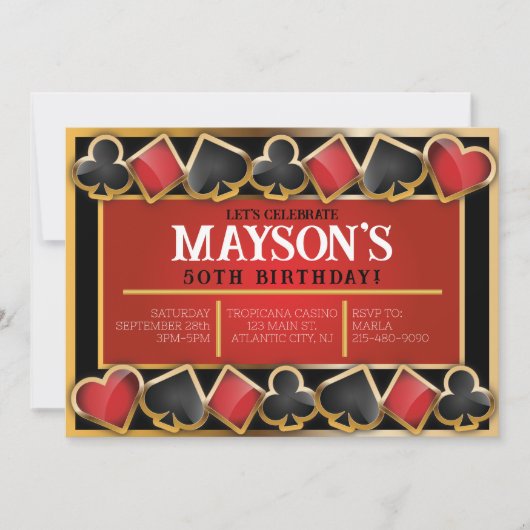 CASINO Resort Kaarten Verjaardagsfeestuitnodiging (Voorkant)