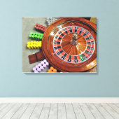 casino roulette wiel ball number zero gokt canvas afdruk (Insitu (Houten vloer))