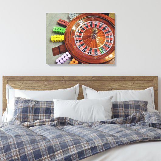 casino roulette wiel ball number zero gokt canvas afdruk (Insitu (Slaapkamer))