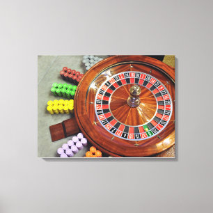 casino roulette wiel ball number zero gokt canvas afdruk