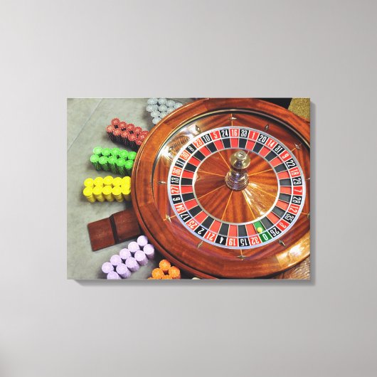 casino roulette wiel ball number zero gokt canvas afdruk (Voorkant)