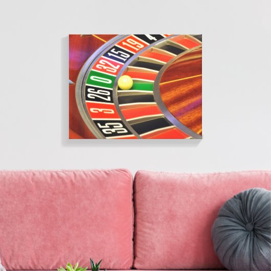 casino roulette wiel ball number zero gokt canvas afdruk (Insitu (Woonkamer))